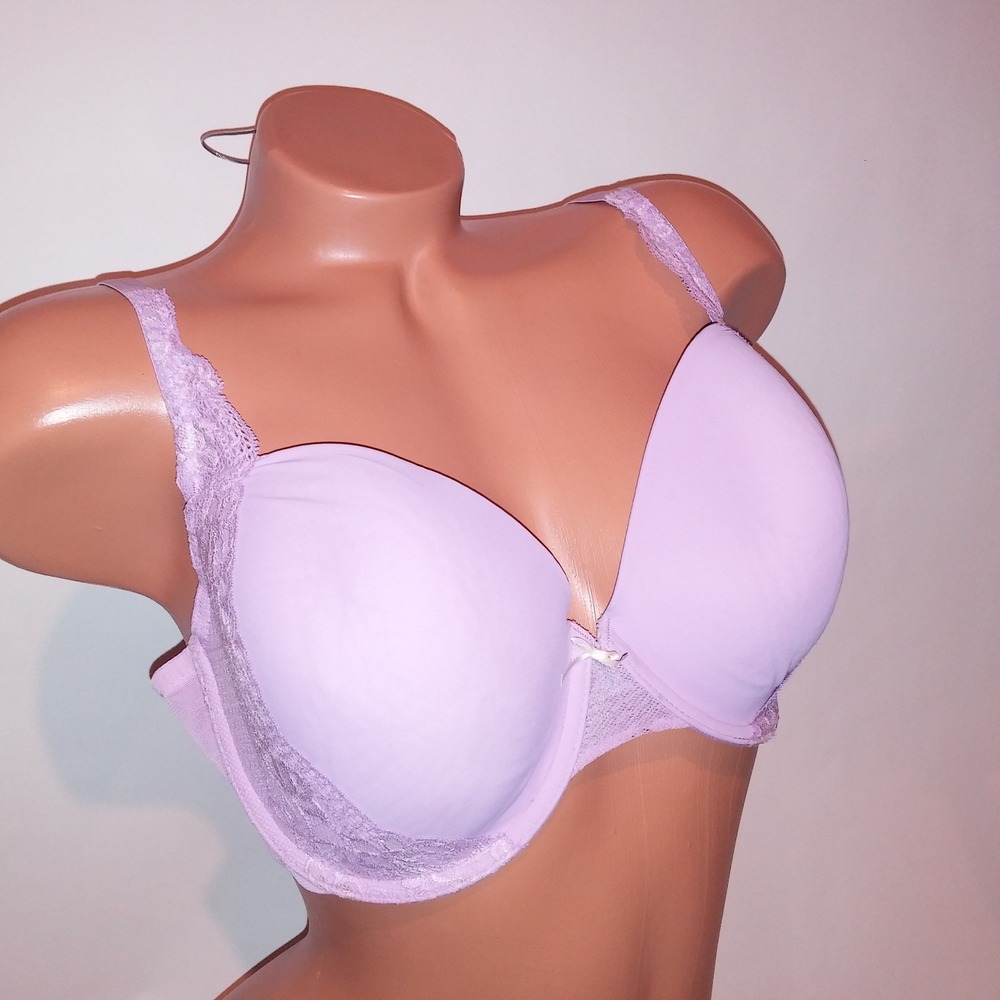 Victoria Secret Angels Bra Vintage 36DD Purple Lace Trim Lightly Lined 2006 Coll